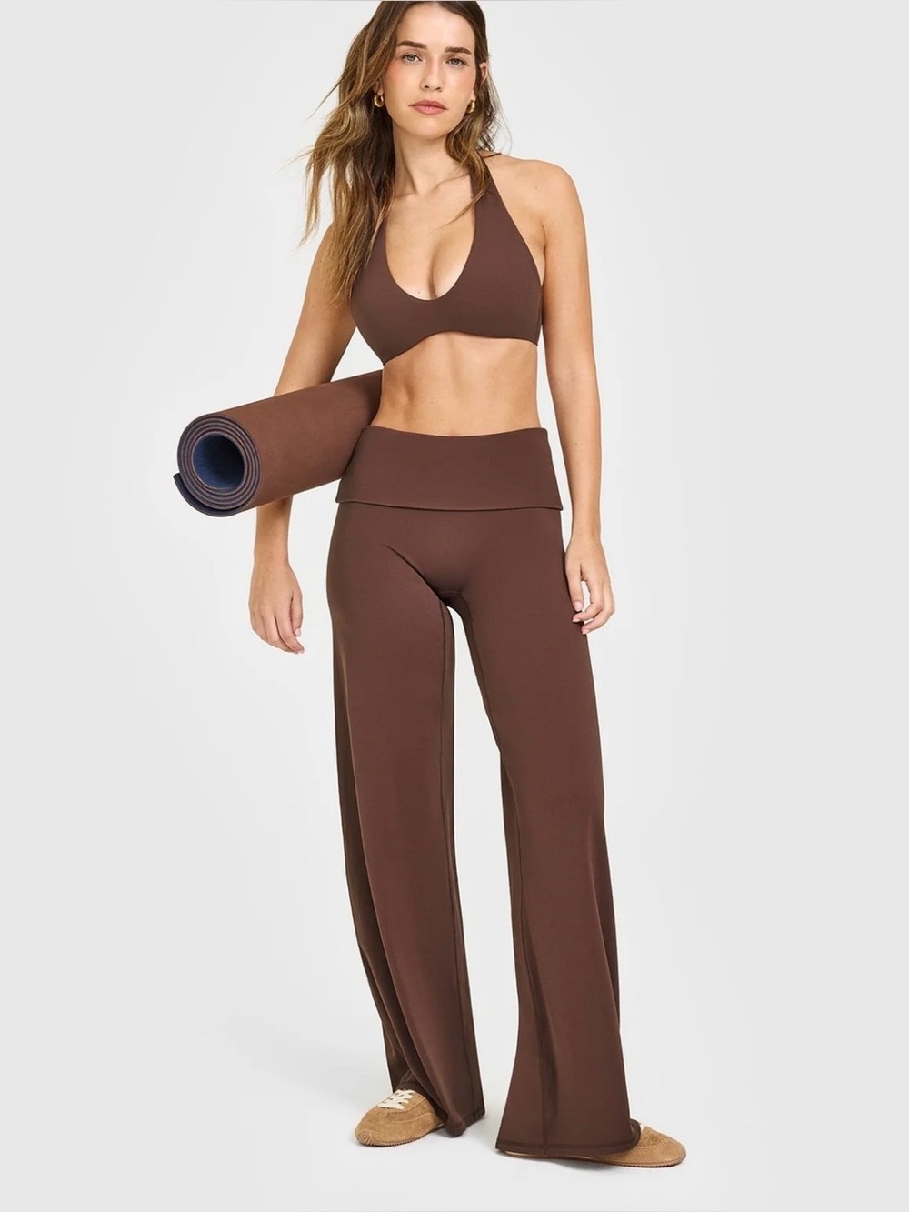 Oner Active SOFT MOTION FOLD OVER STRAIGHT LEG PANTS Espresso Brown M Regular